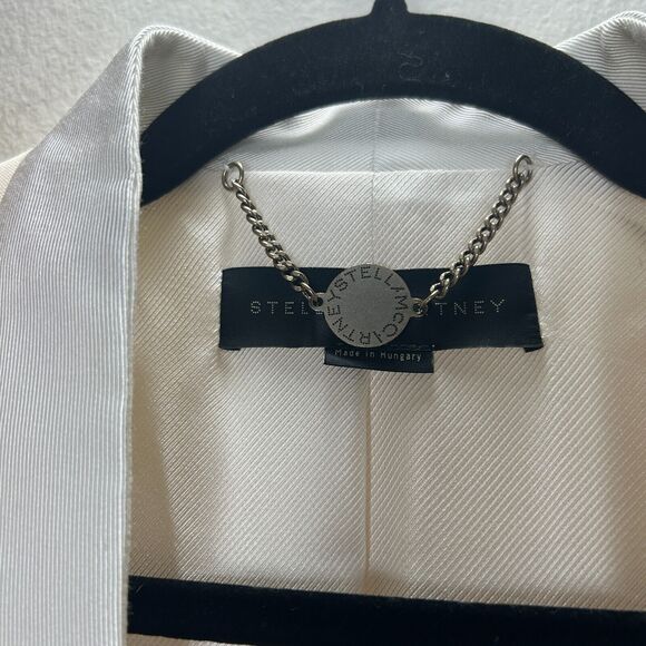 Stella McCartney Cream with White Lapel 1-Button Breast Pocket Blazer 42 / 12 - Picture 11 of 13